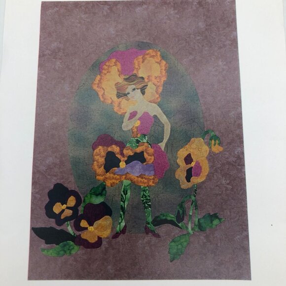 Vtg Miss Pansy Applique Pattern #19 By Reva Roark Stewart 1995 with Fabric Face - Picture 2 of 7